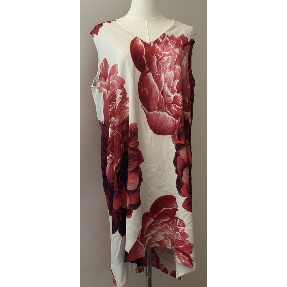 INDIES Floral Dress Sleeveless White Red Oversized Floral Print